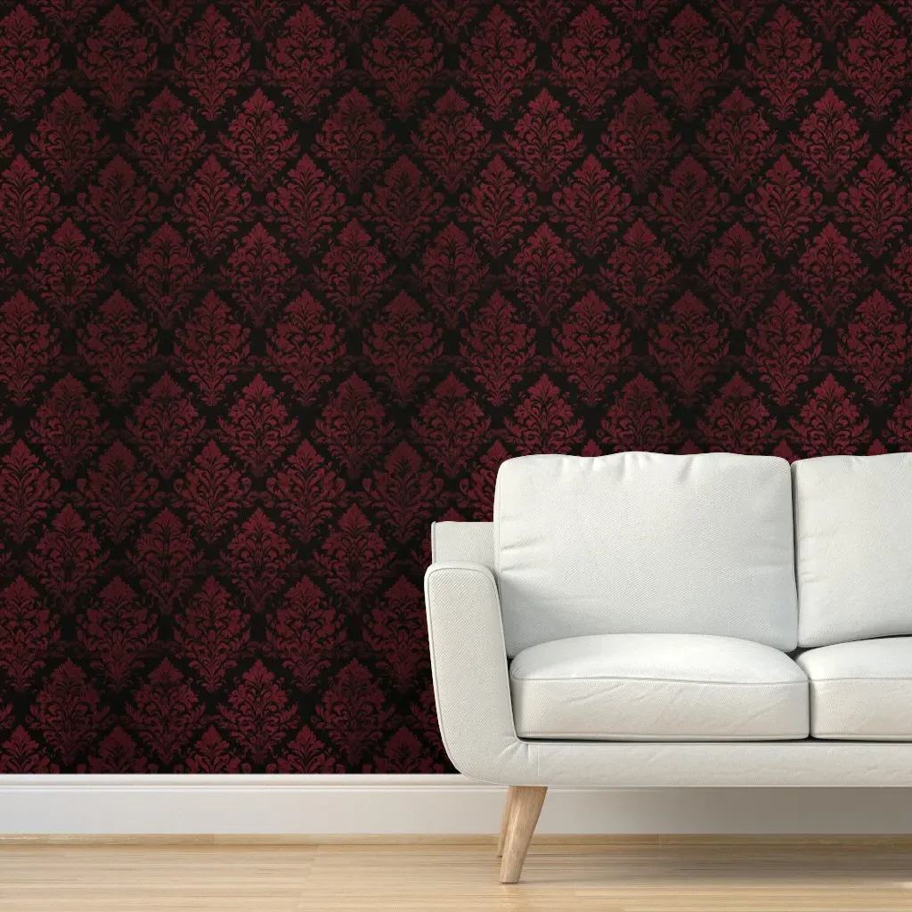 Gothic Halloween Peel and Stick Wallpaper - Burgundy product