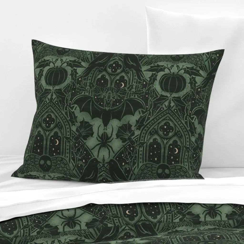 Gothic Halloween Standard Knife Edge Cushion Cover - Dark Green, Cotton Sateen product