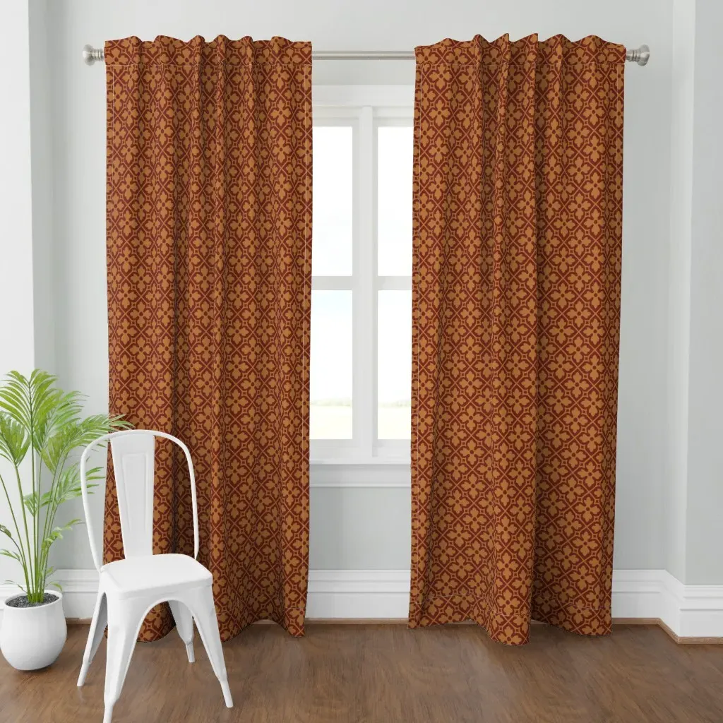Gothic Revival Quatrefoil Curtain Panel - Burnt Orange product
