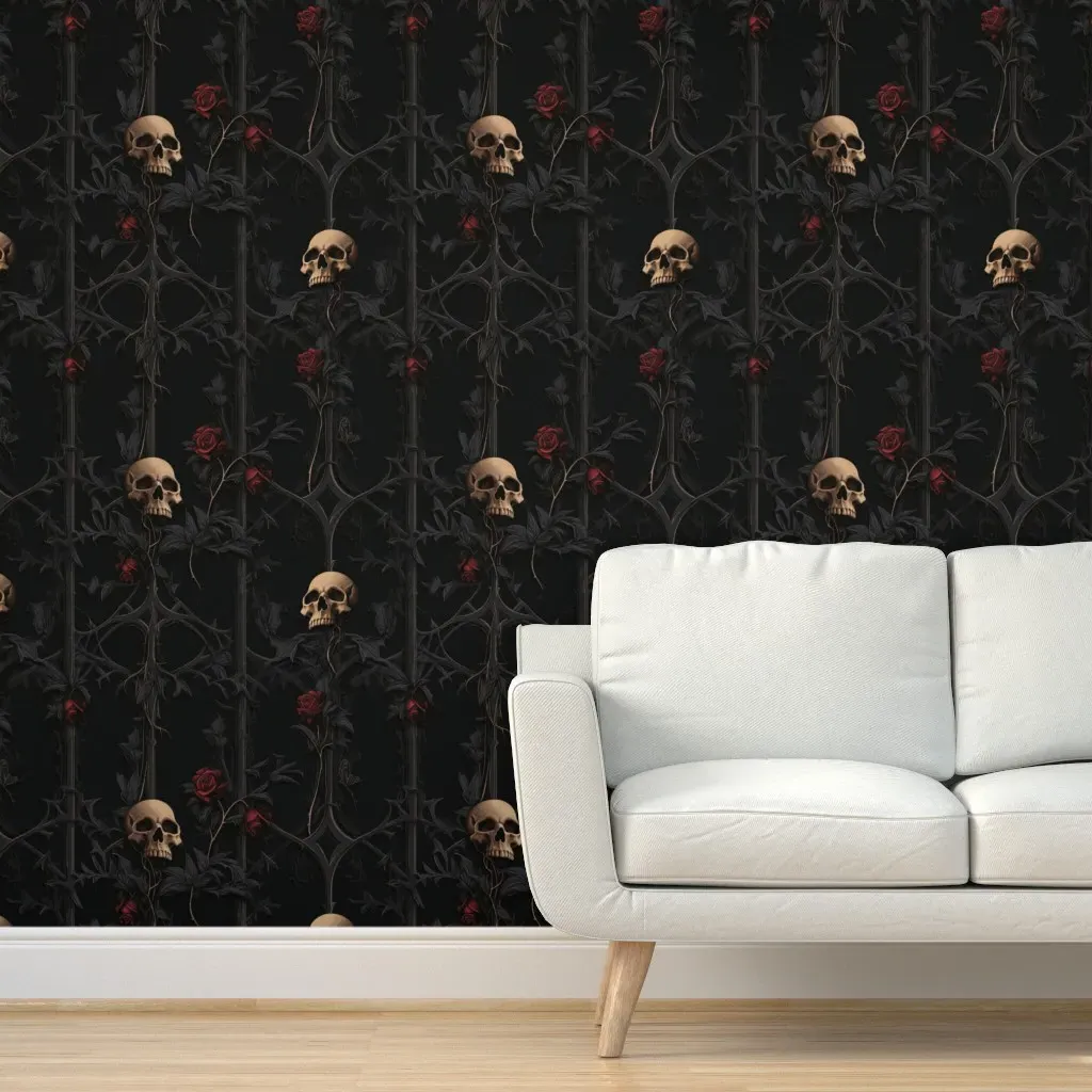 Gothic Romance Peel and Stick Wallpaper - Dark Gray, Black product