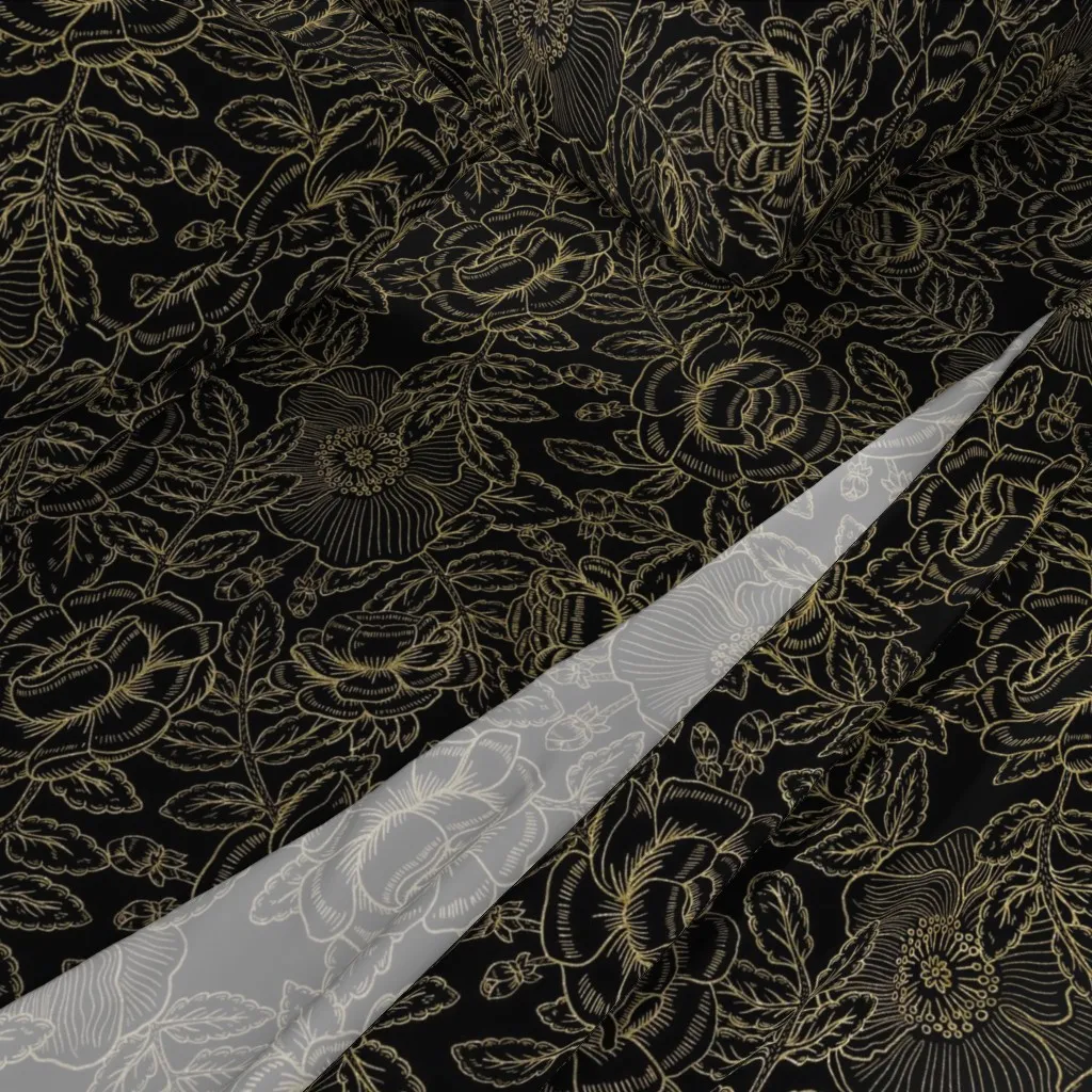 Gothic Rose Garden Queen Sheet Set - Black, Gold alternate view