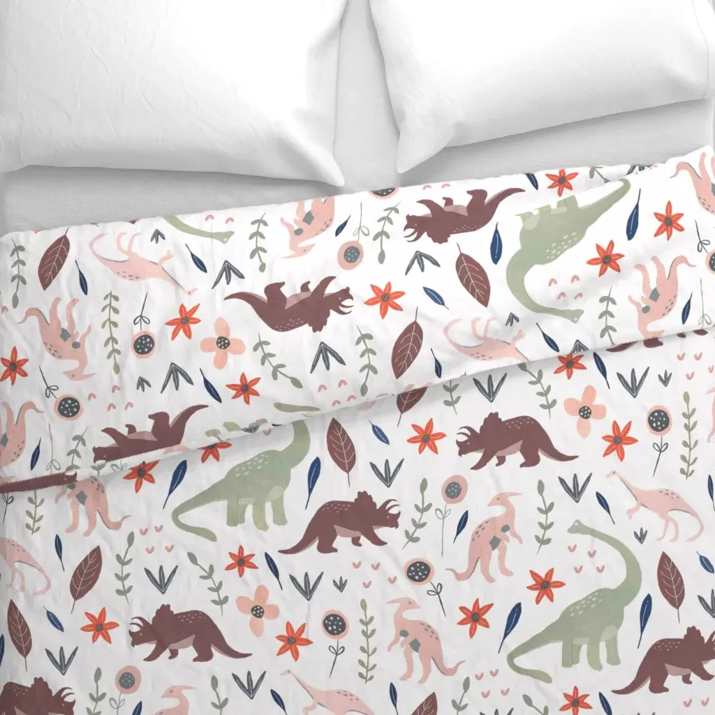 Gouache Dinosaurs Duvet Cover - Muted Pink alternate view