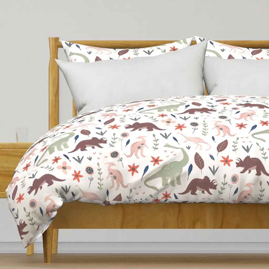 Gouache Dinosaurs Duvet Cover - Muted Pink product