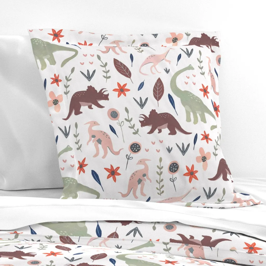 Gouache Dinosaurs Euro Pillow Sham - Muted Pink product