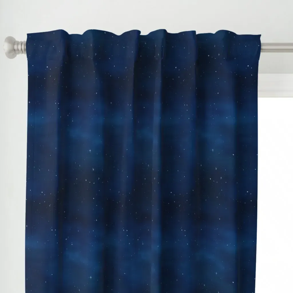 Gouache Starry Night Sky Curtain Panel - Blue alternate view