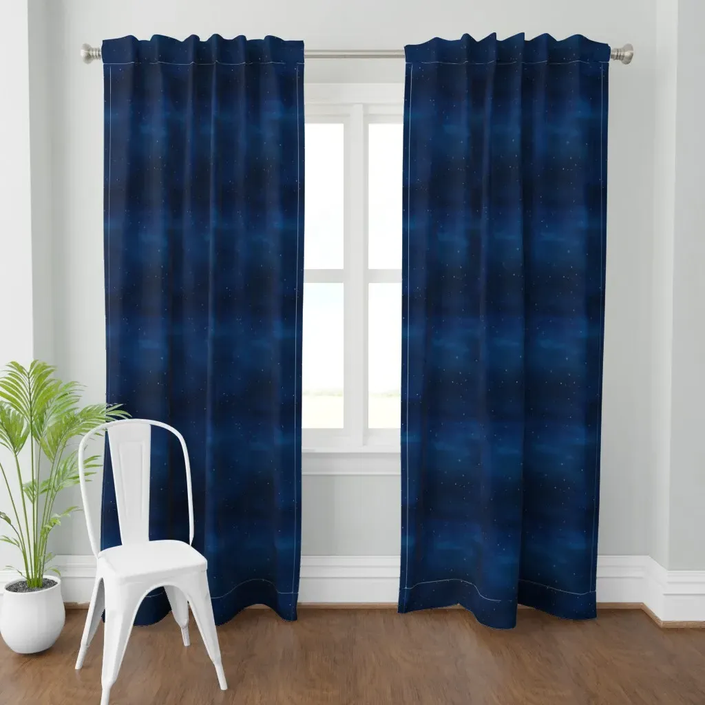 Gouache Starry Night Sky Curtain Panel - Blue product