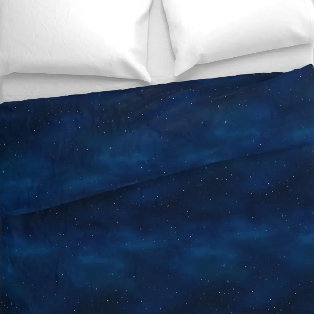Gouache Starry Night Sky Duvet Cover - Blue alternate view