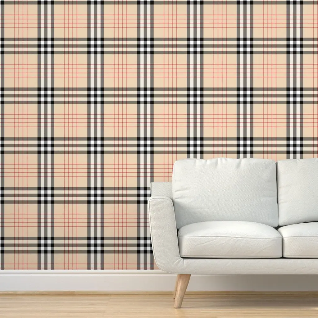 Graceful Bur-Berry Tradition Plaid Peel and Stick Wallpaper - Beige product