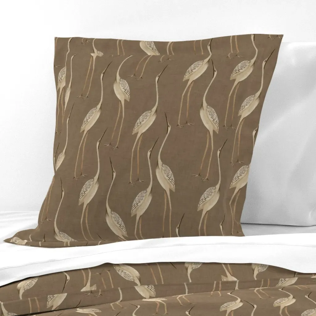Graceful Herons Large Scale Euro Pillow Sham - Beige product