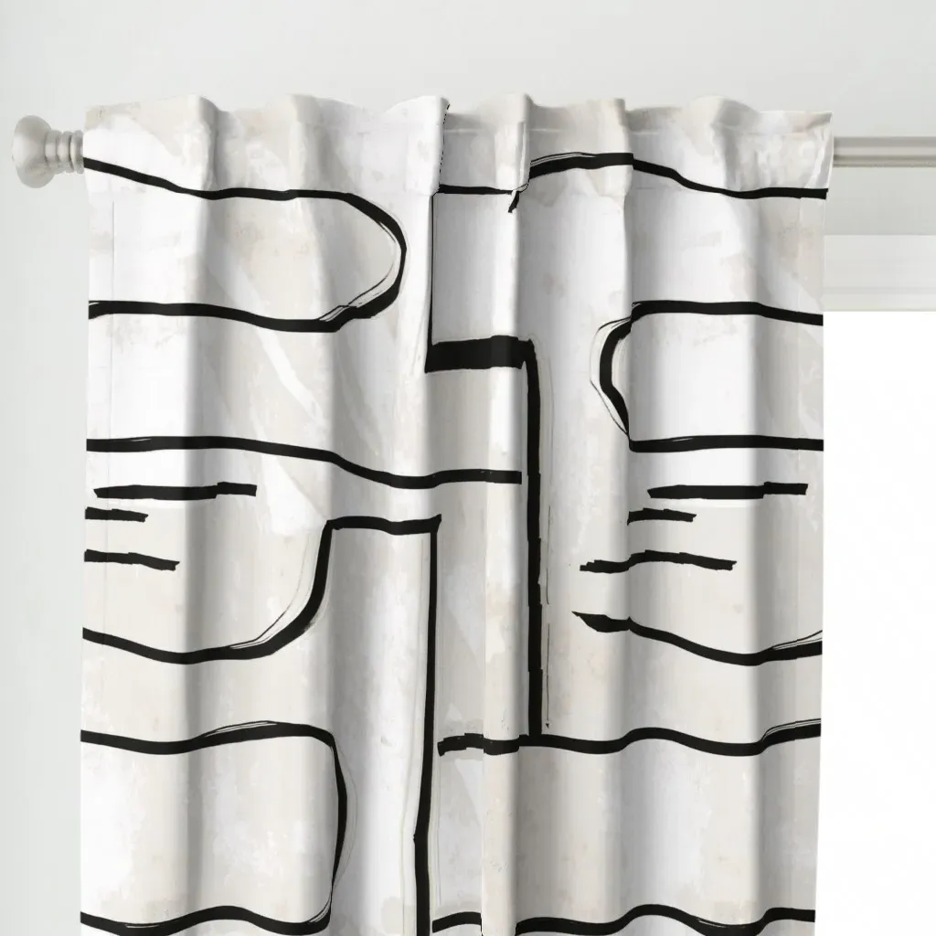 Graffiti Curtain Panel - Black, Off-White alternate view