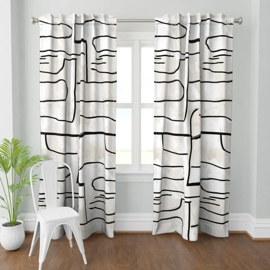 Graffiti Curtain Panel - Black, Off-White product