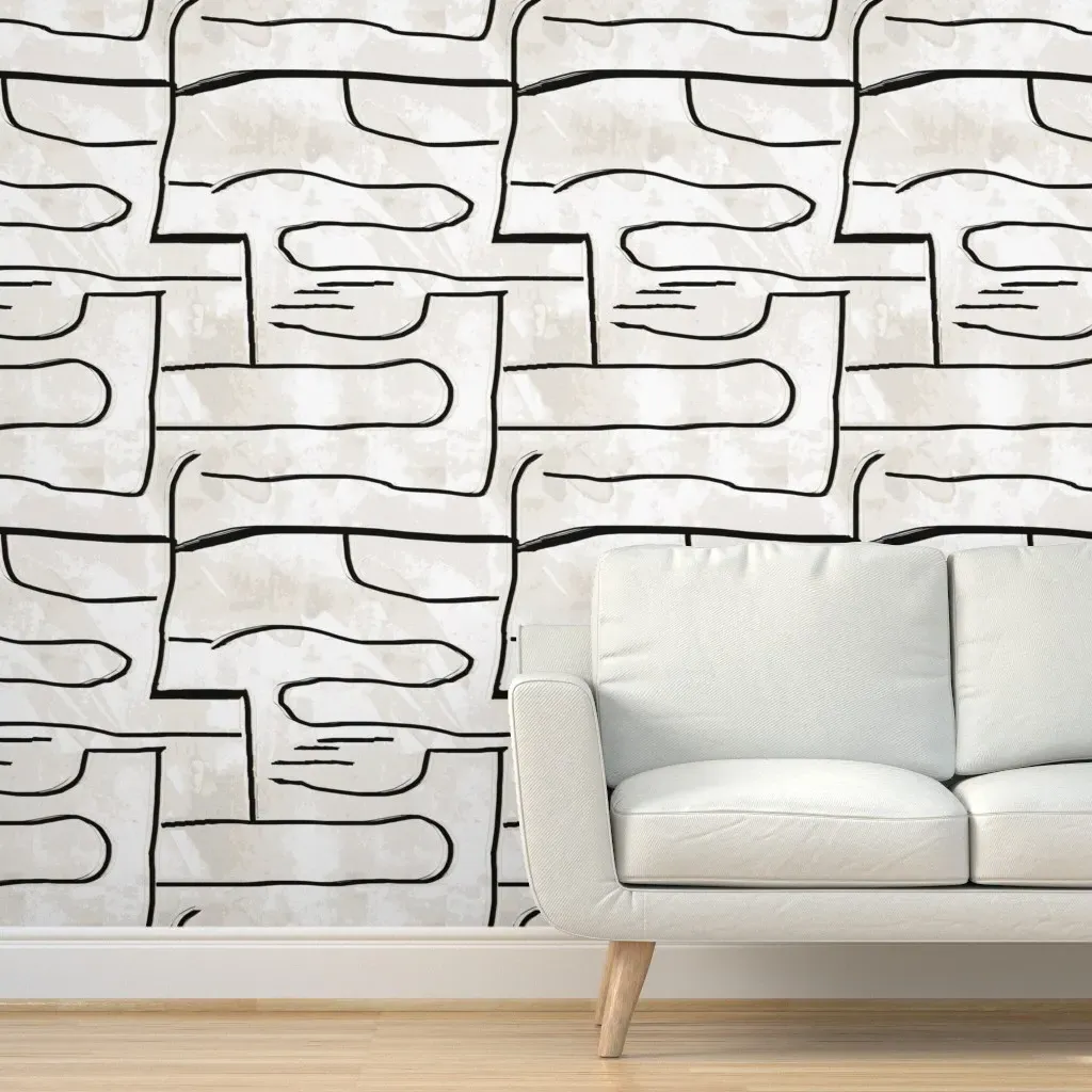 Graffiti Ink Lines Peel and Stick Wallpaper - Black, White product
