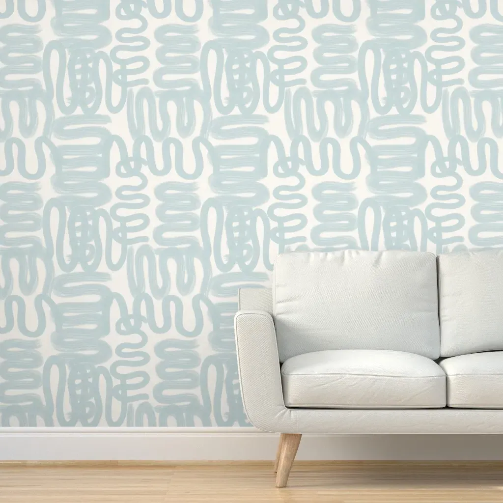 Graffiti Squiggle Peel and Stick Wallpaper - Light Blue product