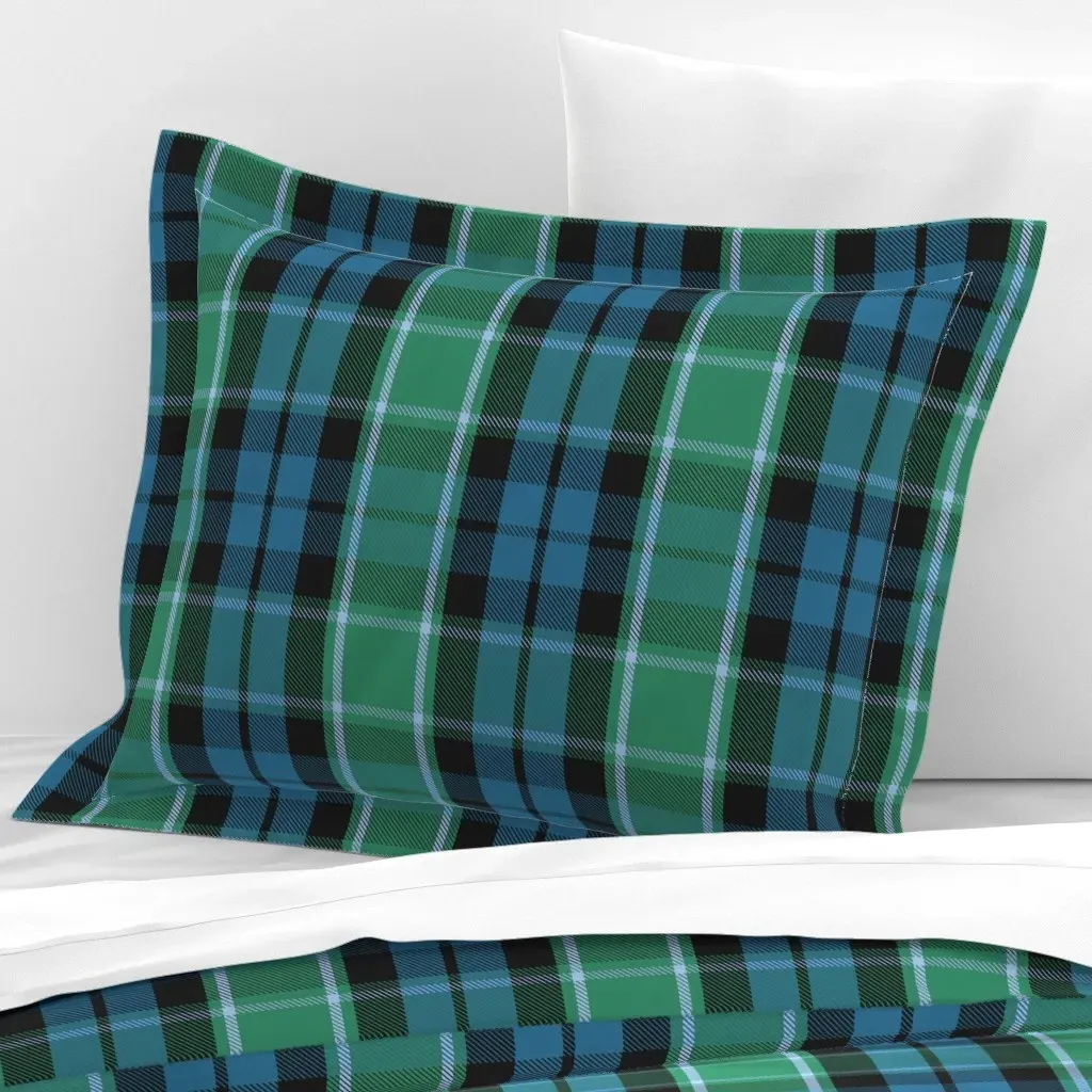 Graham of Menteith 1831 Tartan Standard Flanged Pillow - Teal, Cotton product