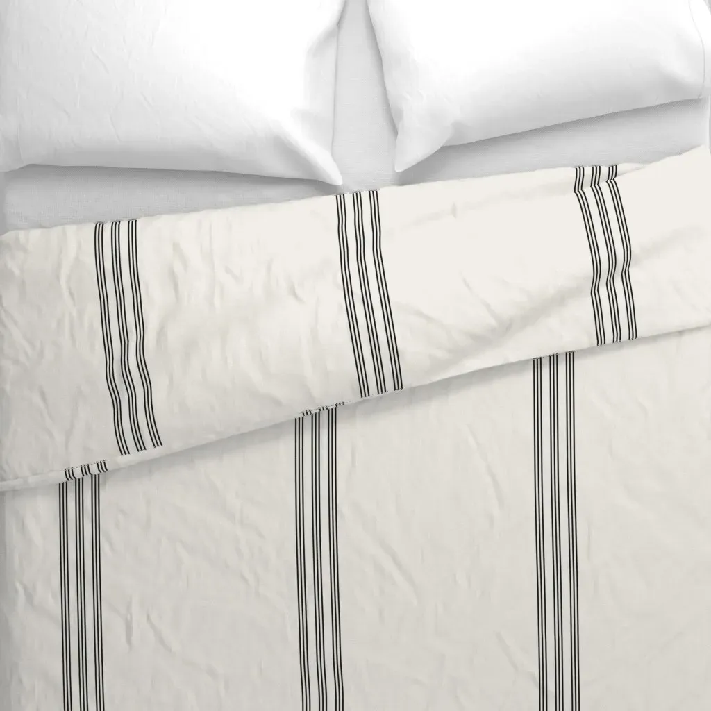 Grain Sack Duvet Cover - Black on Cream alternate view