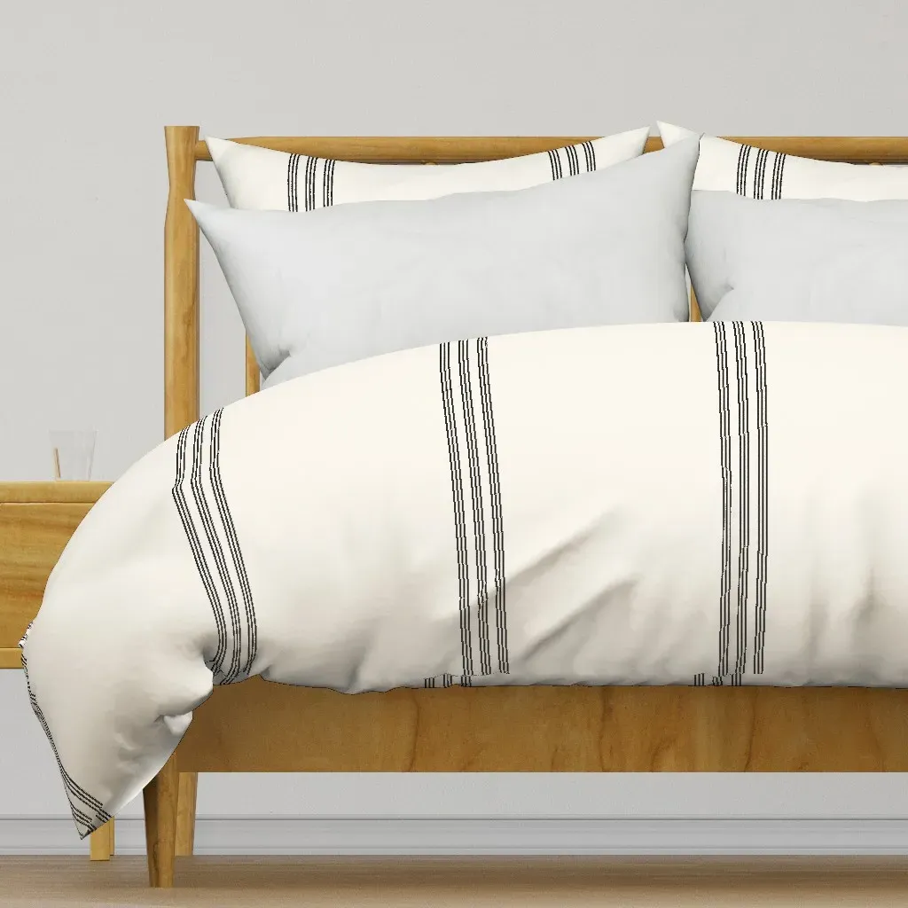 Grain Sack Duvet Cover - Black on Cream product