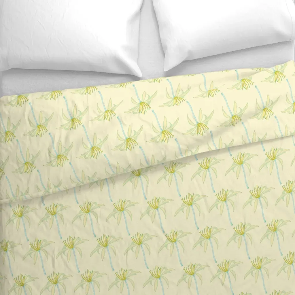Grand Lily Statement Duvet Cover - Pale Yellow alternate view