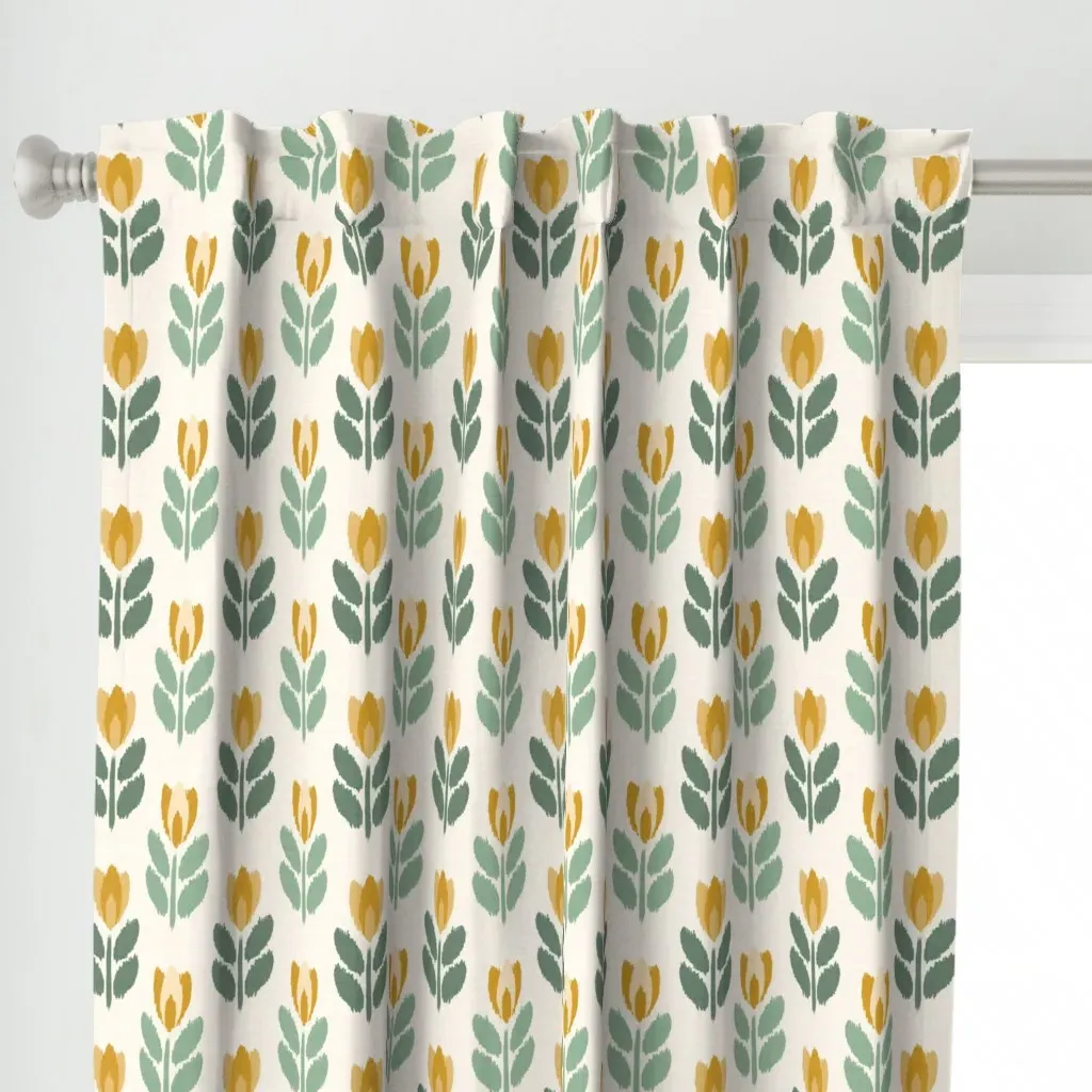 Grand Millennial Tulip Curtain Panel - Gold alternate view