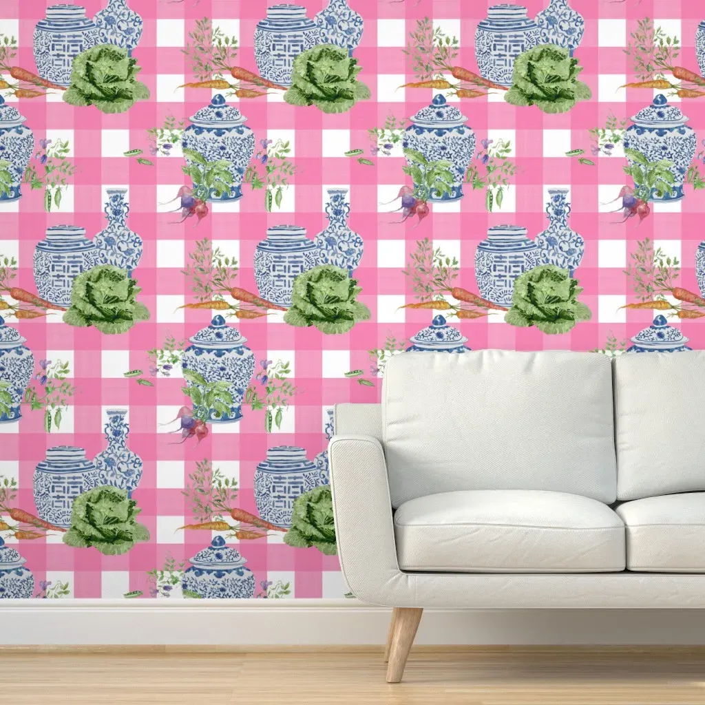 Grandmillenial Garden Plaid Peel and Stick Wallpaper - Pink product