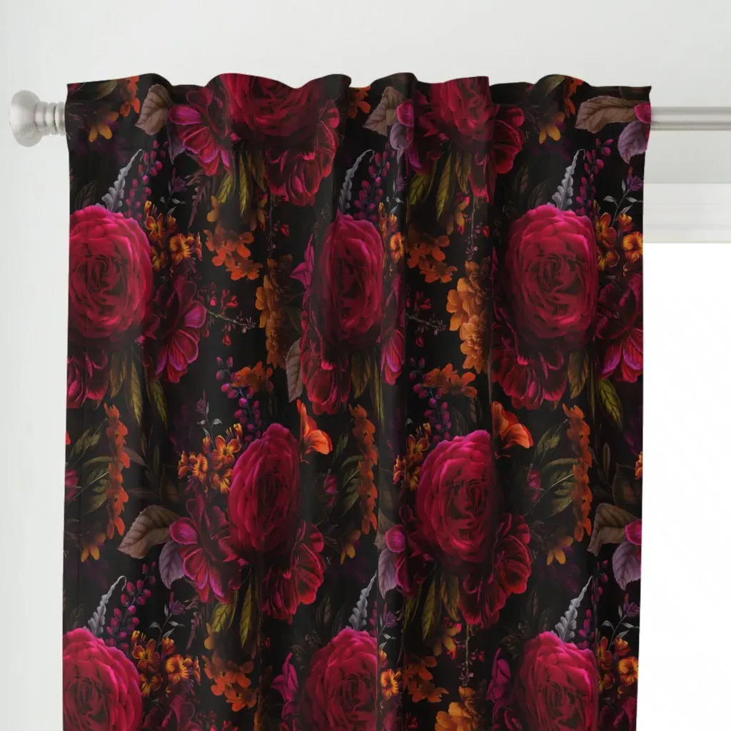 Grandmillennial Curtain Panel - Crimson Red alternate view