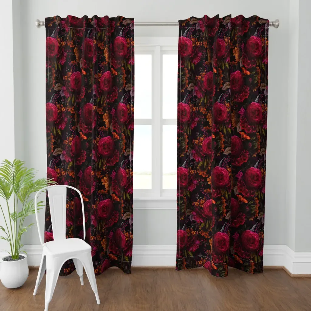 Grandmillennial Curtain Panel - Crimson Red product