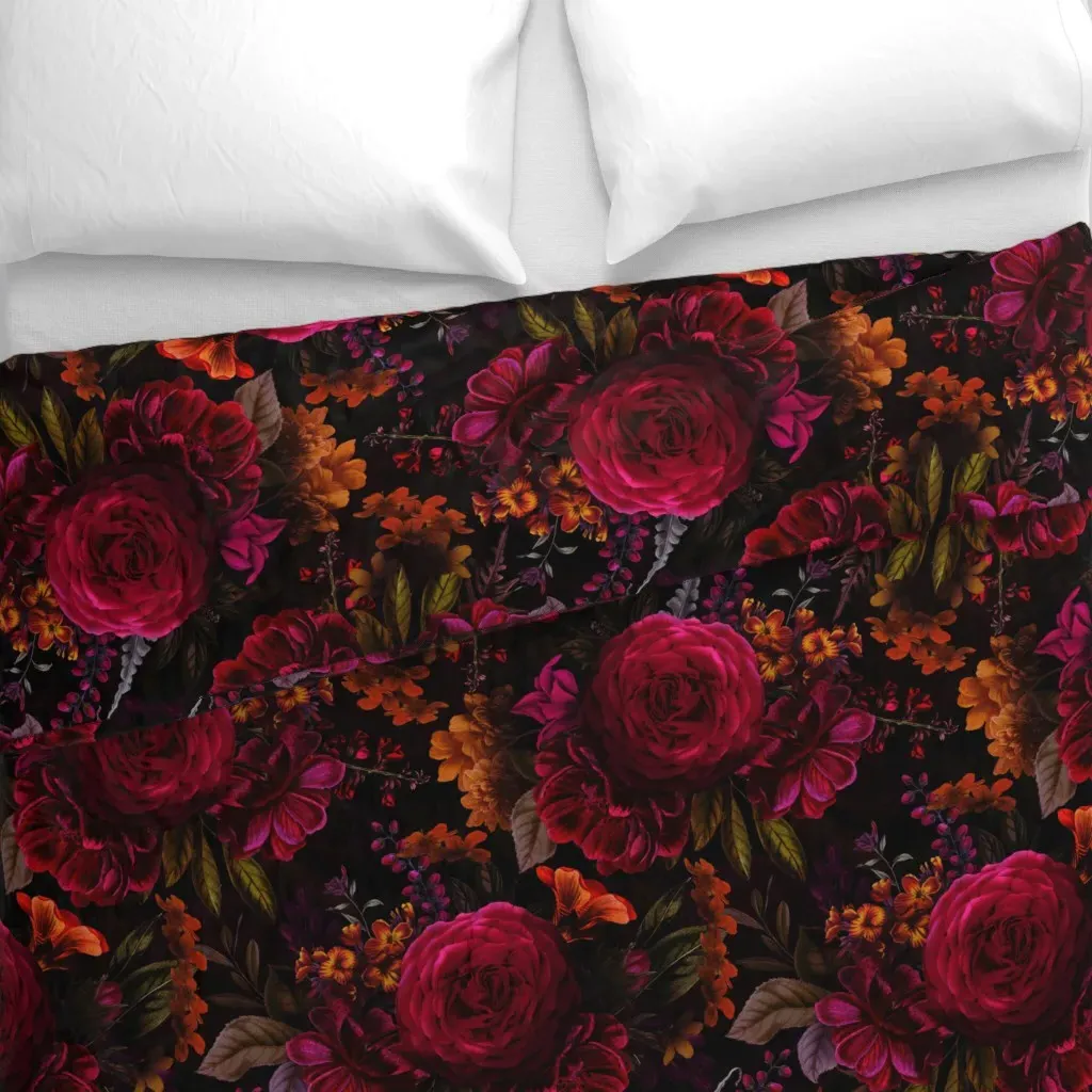 Grandmillennial Dramatic Duvet Cover - Crimson Red alternate view