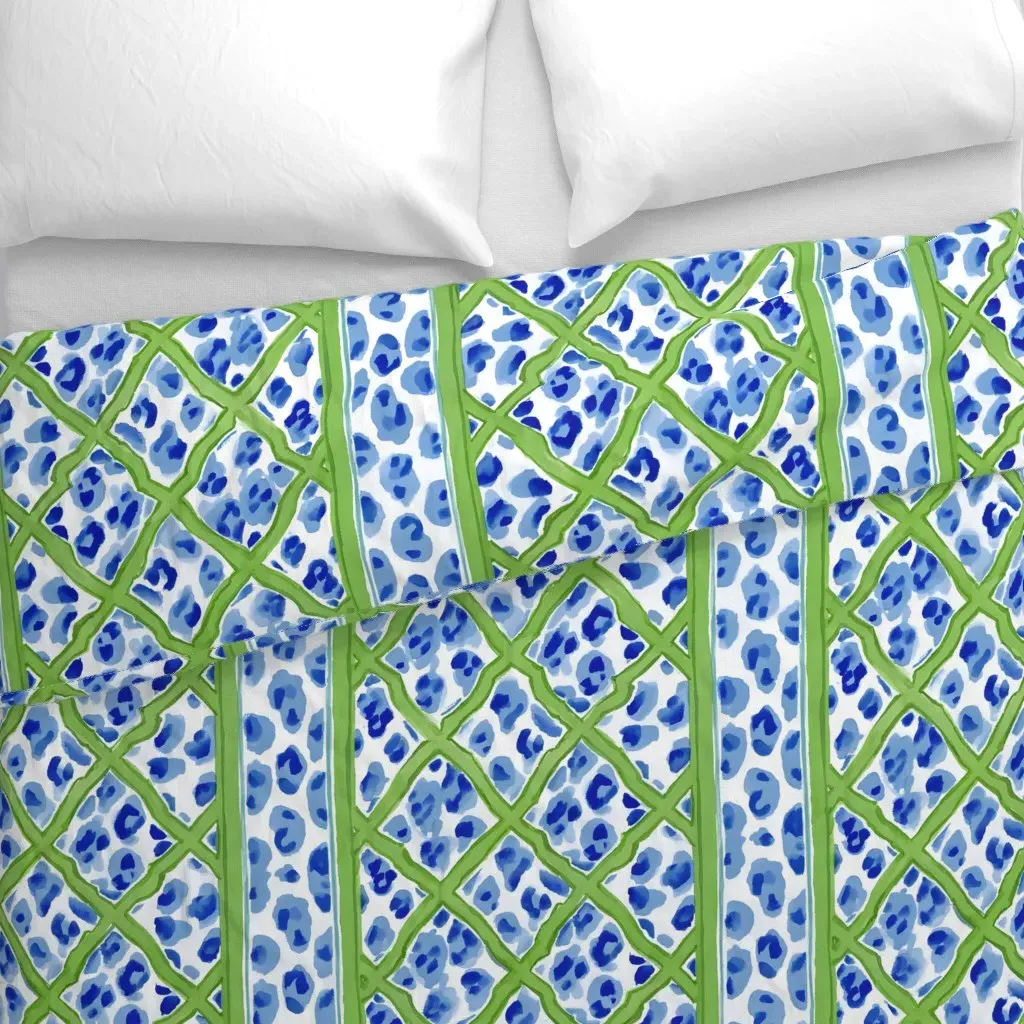 Grandmillennial Duvet Cover - Blue, White alternate view