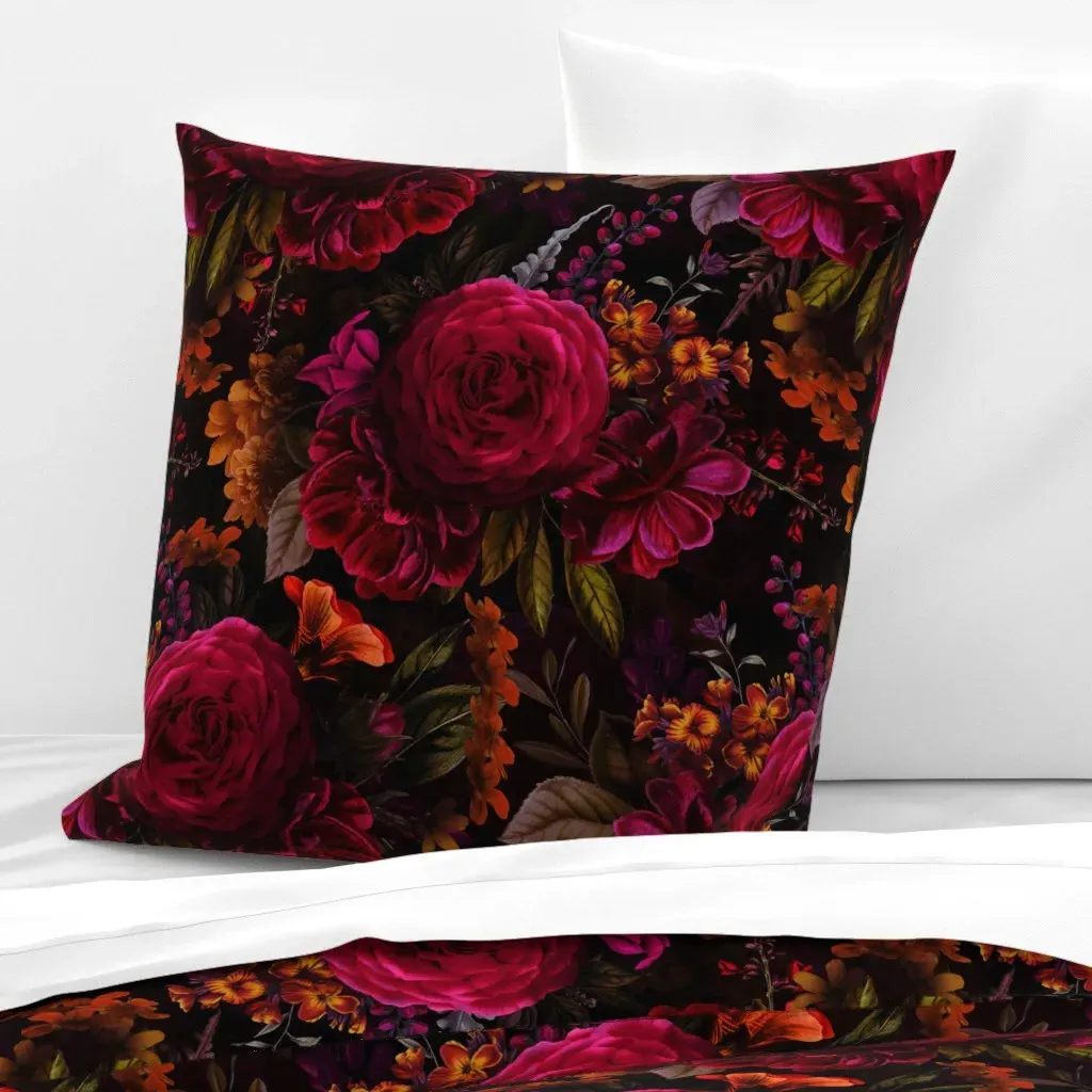 Grandmillennial Gothic Floral Euro Pillow Sham - Crimson Red product