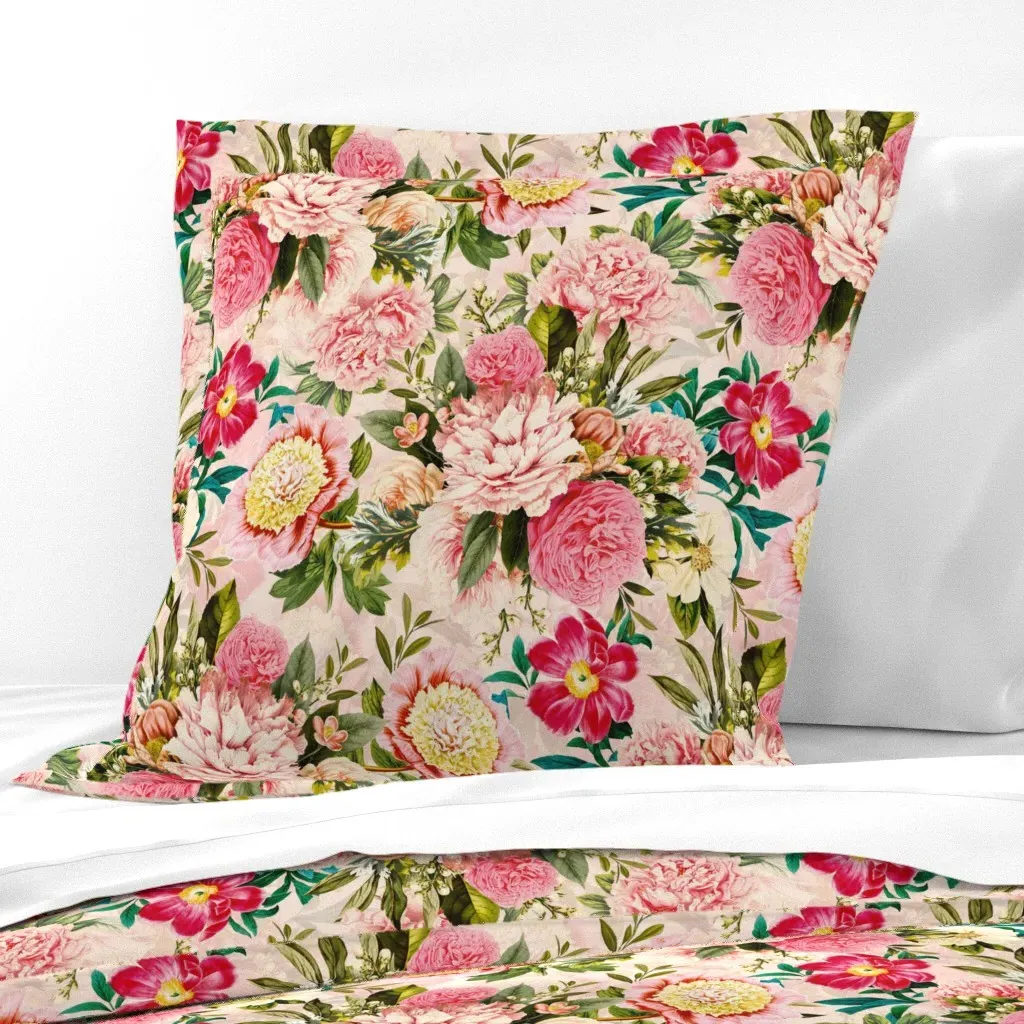 Grandmillennial Heritage Peonies Euro Pillow Sham - Pink product