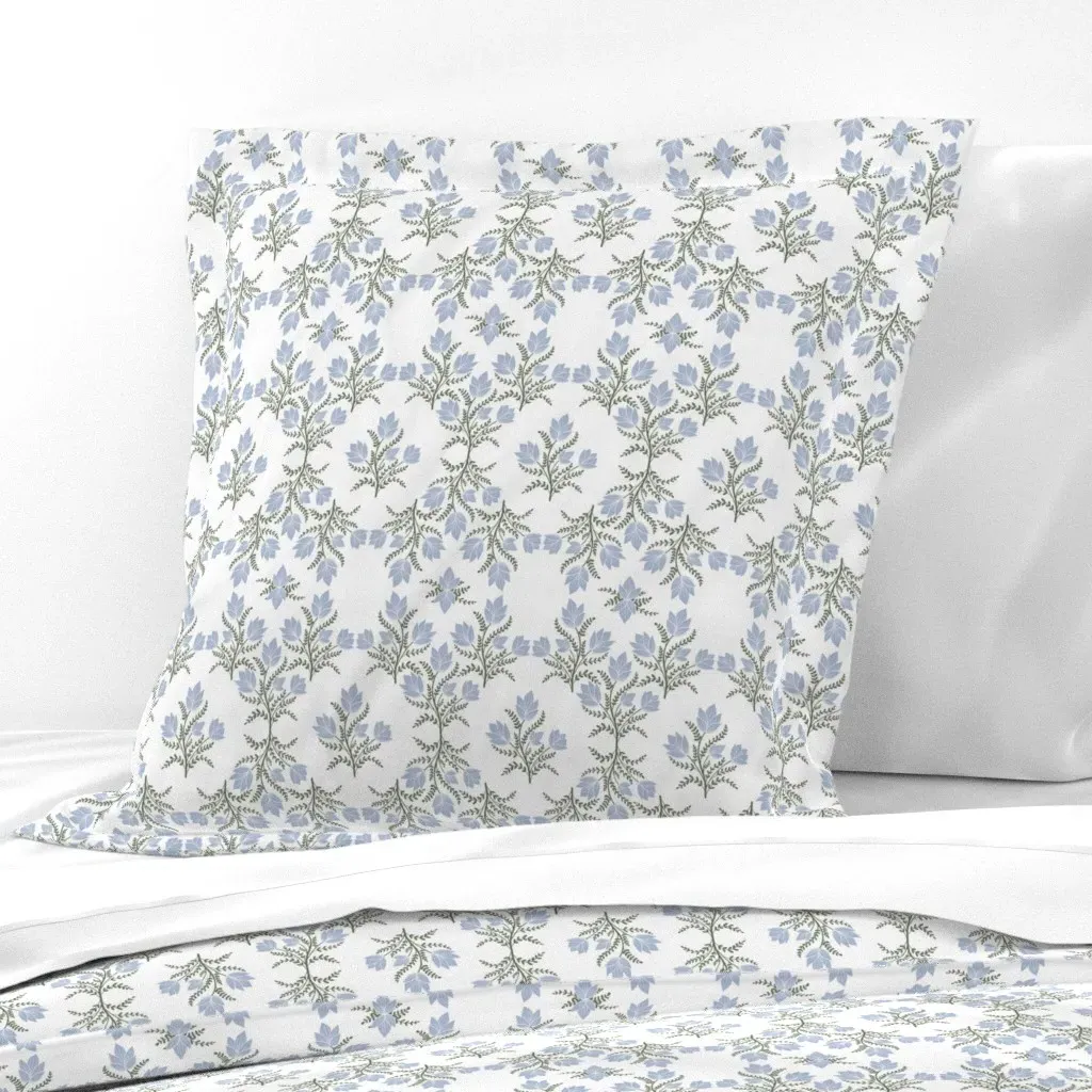 Grandmillennial Lattice Floral Euro Pillow Sham - Light Blue product