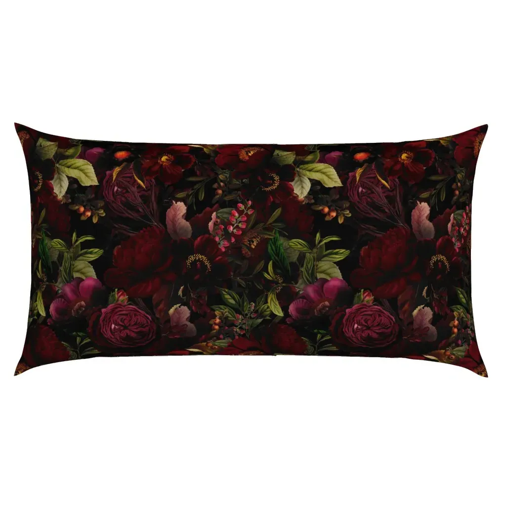 Grandmillennial Peonies Gothic King Pillow Sham - Dark Red product