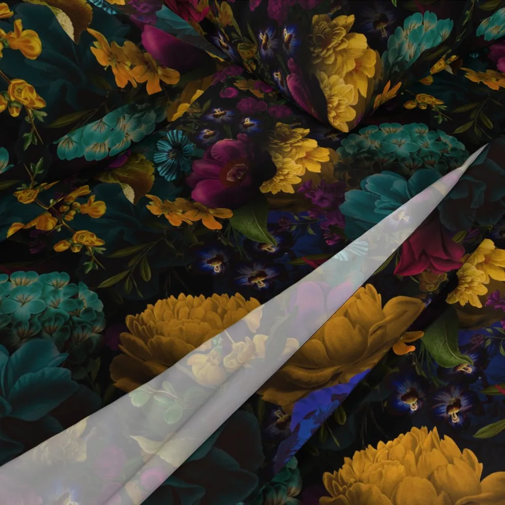 Grandmillennial Peonies King Size Sheet Set - Dark Teal alternate view