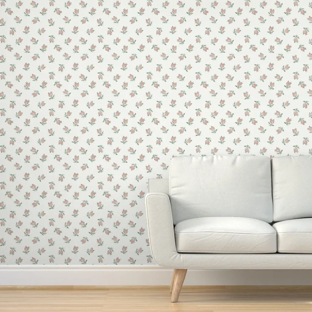 Grandmillennial Small Vintage Roses Peel and Stick Wallpaper - Pink product