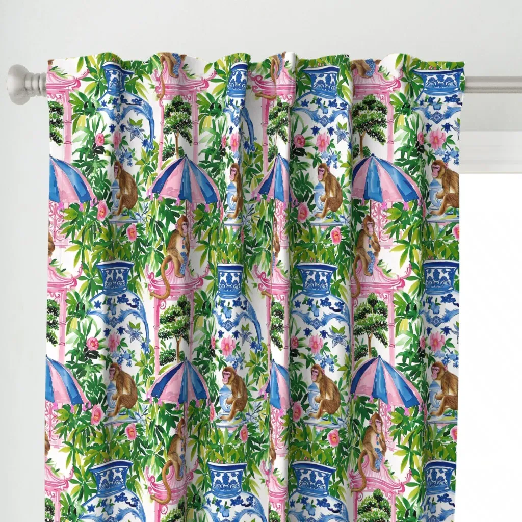 Grandmillennial Style Curtain Panel - Pink alternate view