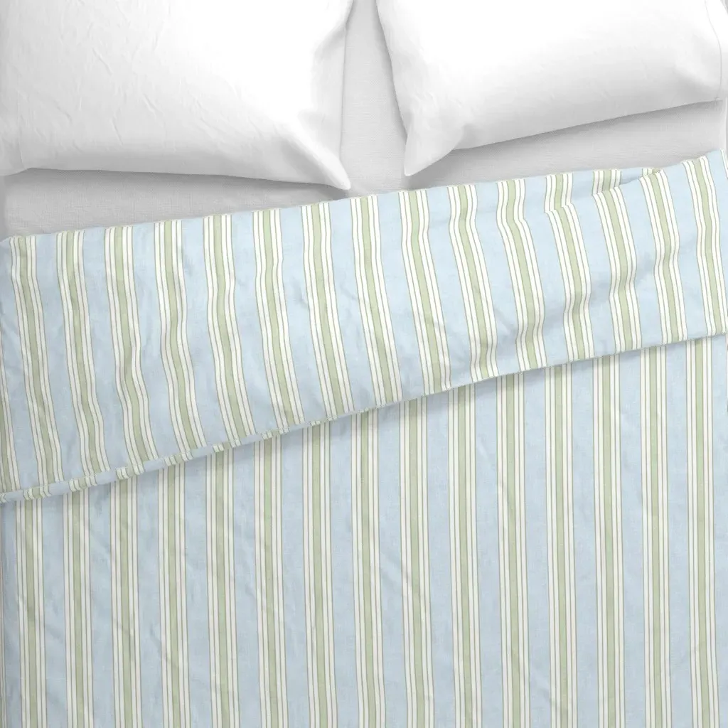 Grandmillennial Ticking Duvet Cover - Blue alternate view