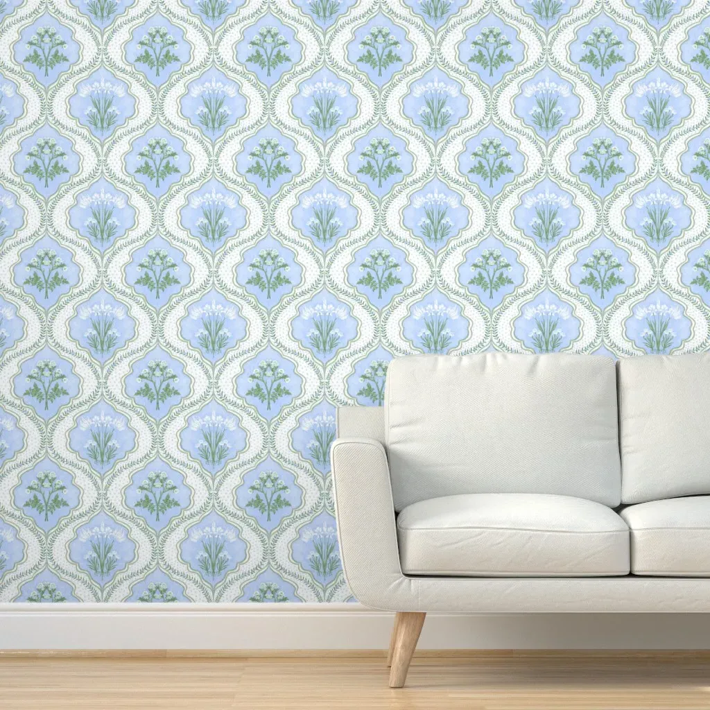 Grandmillennial Trellis Peel and Stick Wallpaper - Light Blue product