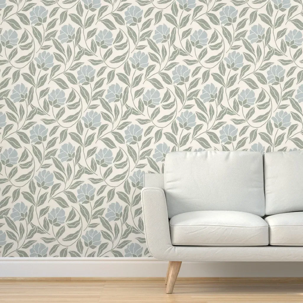 Granny Chic French Country Floral Peel and Stick Wallpaper - Blue product