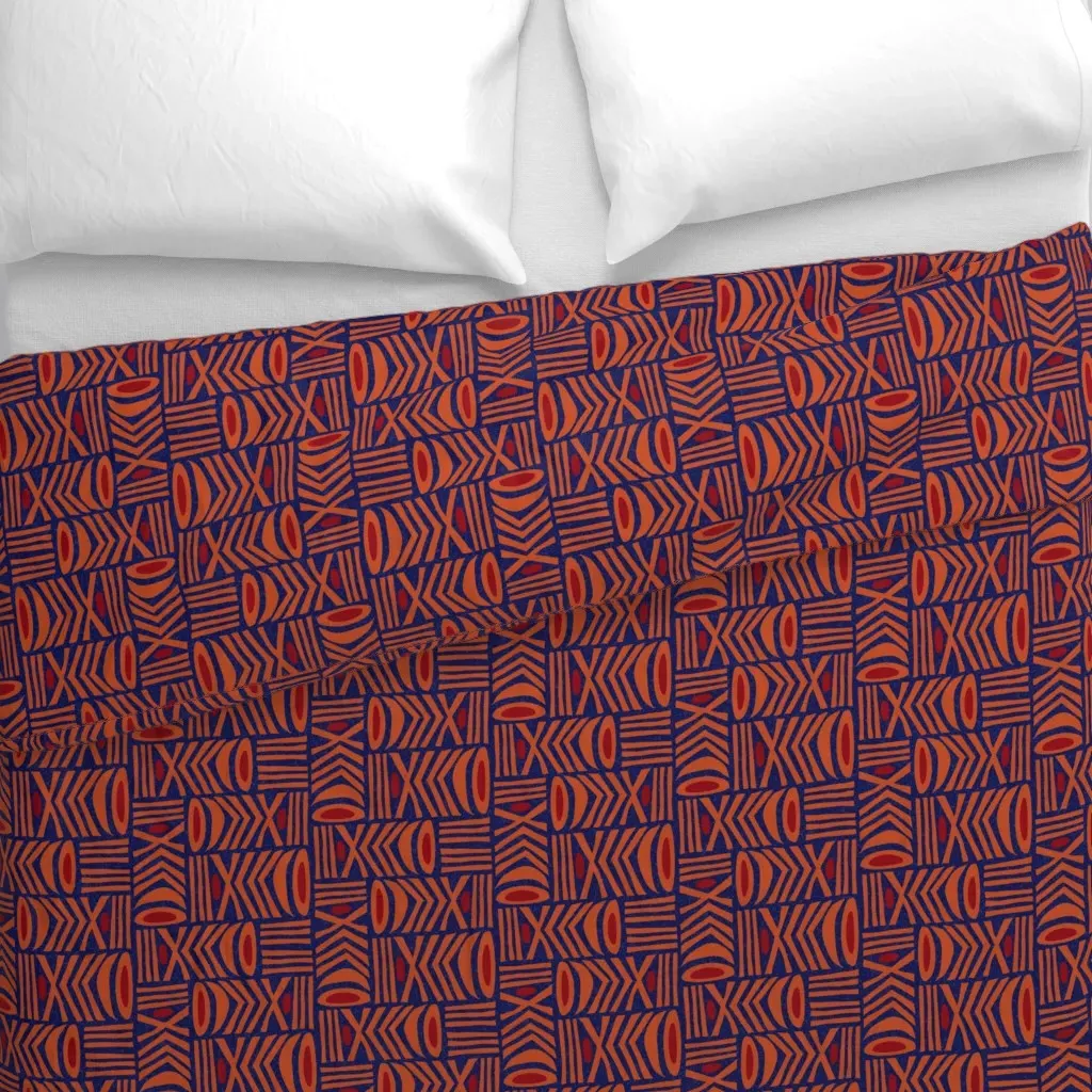 Graphic Tribal Folk (M) Duvet Cover - Burnt Orange alternate view