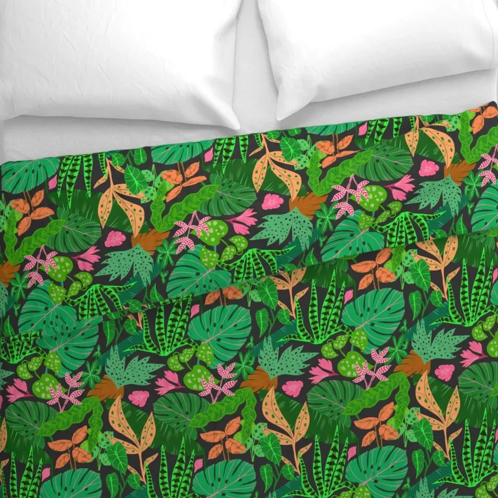 Graphic Tropical Foliage Duvet Cover - Green alternate view