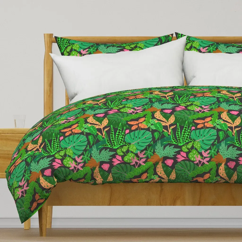 Graphic Tropical Foliage Duvet Cover - Green product
