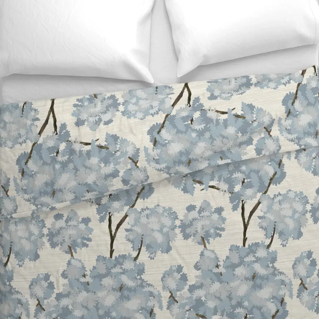 Grasscloth-Ernesto Blue Trees Duvet Cover - Dusty Blue alternate view
