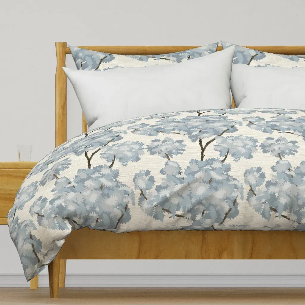 Grasscloth-Ernesto Blue Trees Duvet Cover - Dusty Blue product
