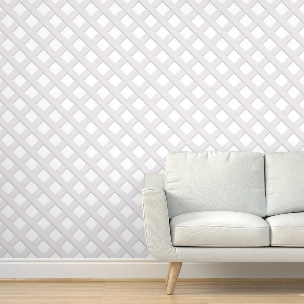 Grasscloth Snowbound Diagonal Trellis Peel and Stick Wallpaper - White product