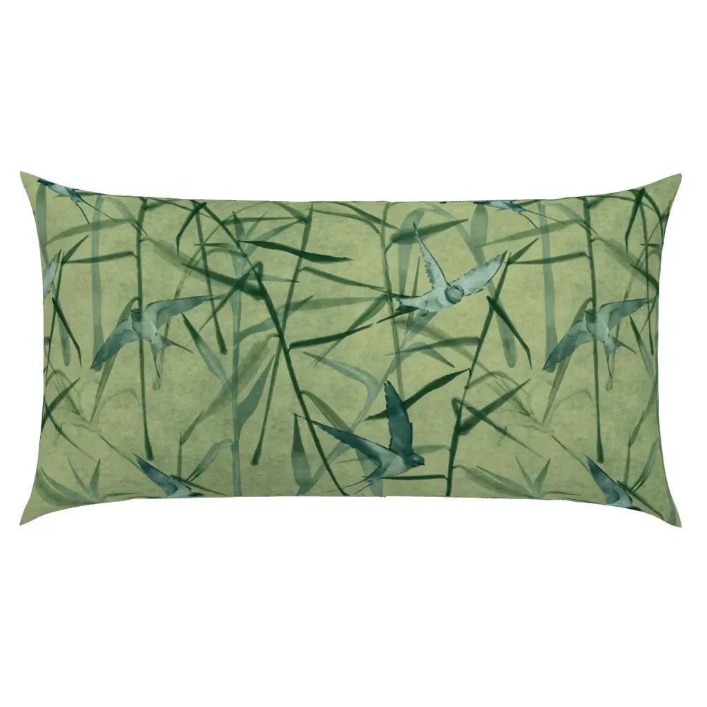 Grasses And Swallows King Size Pillow Sham - Sage Green product