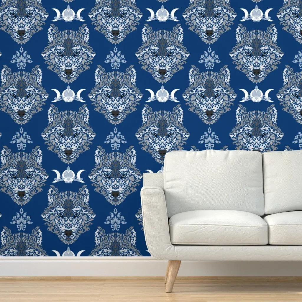 Gray Wolf Damask Peel and Stick Wallpaper - Silver, Gray product