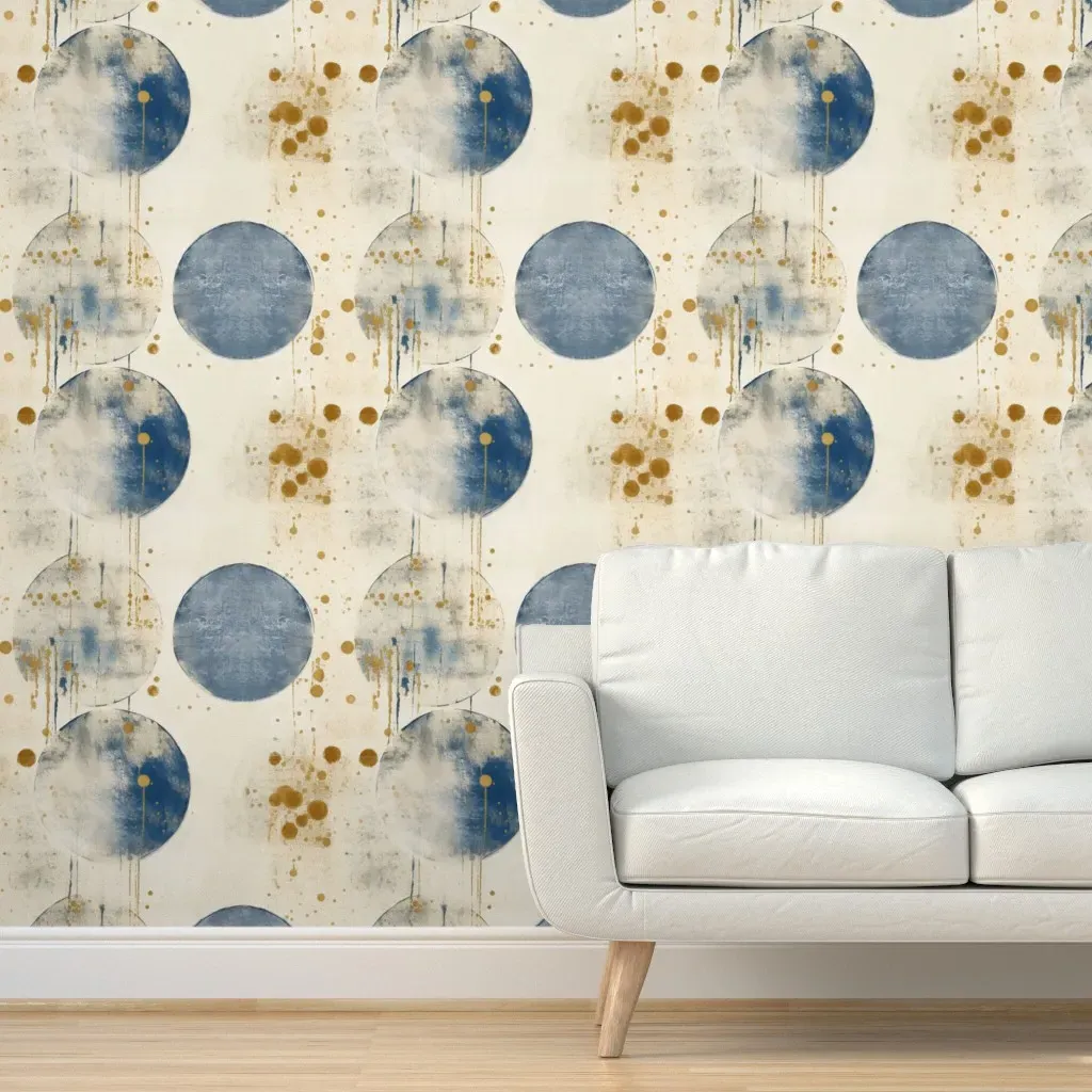 Great Blue Dots Peel and Stick Wallpaper - Dusty Blue product