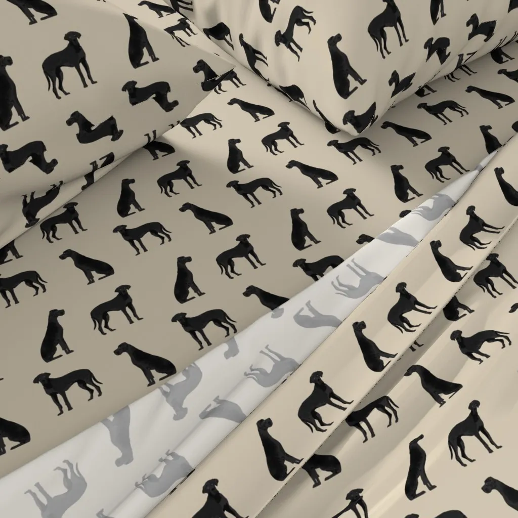 Great Dane Dog Breed Queen Sheet Set - Black alternate view