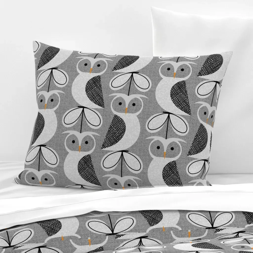 Great Horned Owl Standard Knife Edge Pillow - Grey, Cotton Sateen product