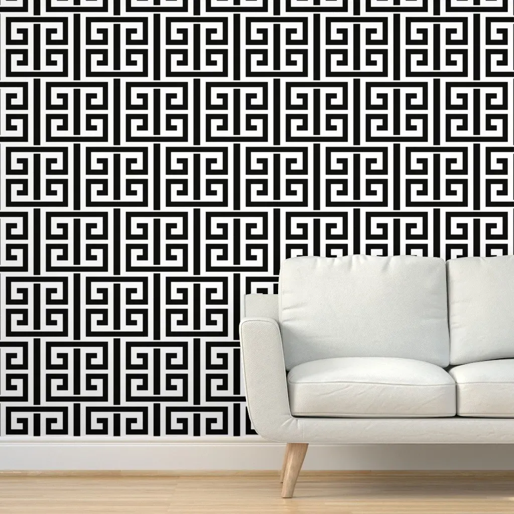 Greek Key Peel and Stick Wallpaper - Black and White product