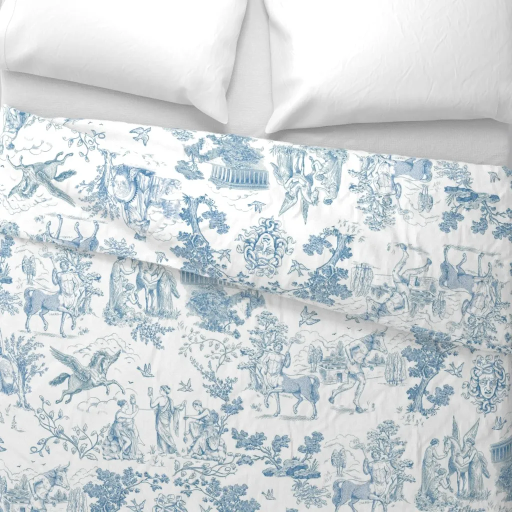 Greek Mythology Toile Duvet Cover - Blue alternate view